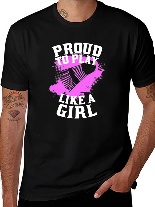 Camiseta Negra con Diseño Textual Proud to Play Like a Girl
