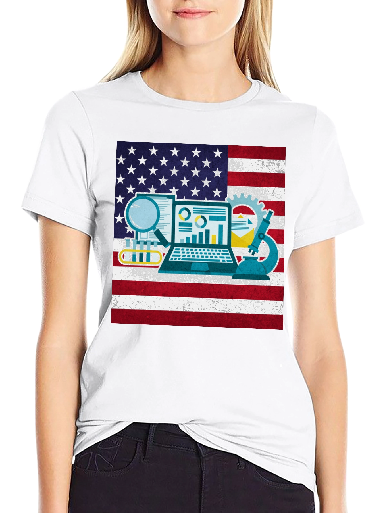 Camiseta Negra con Diseño STEM USA