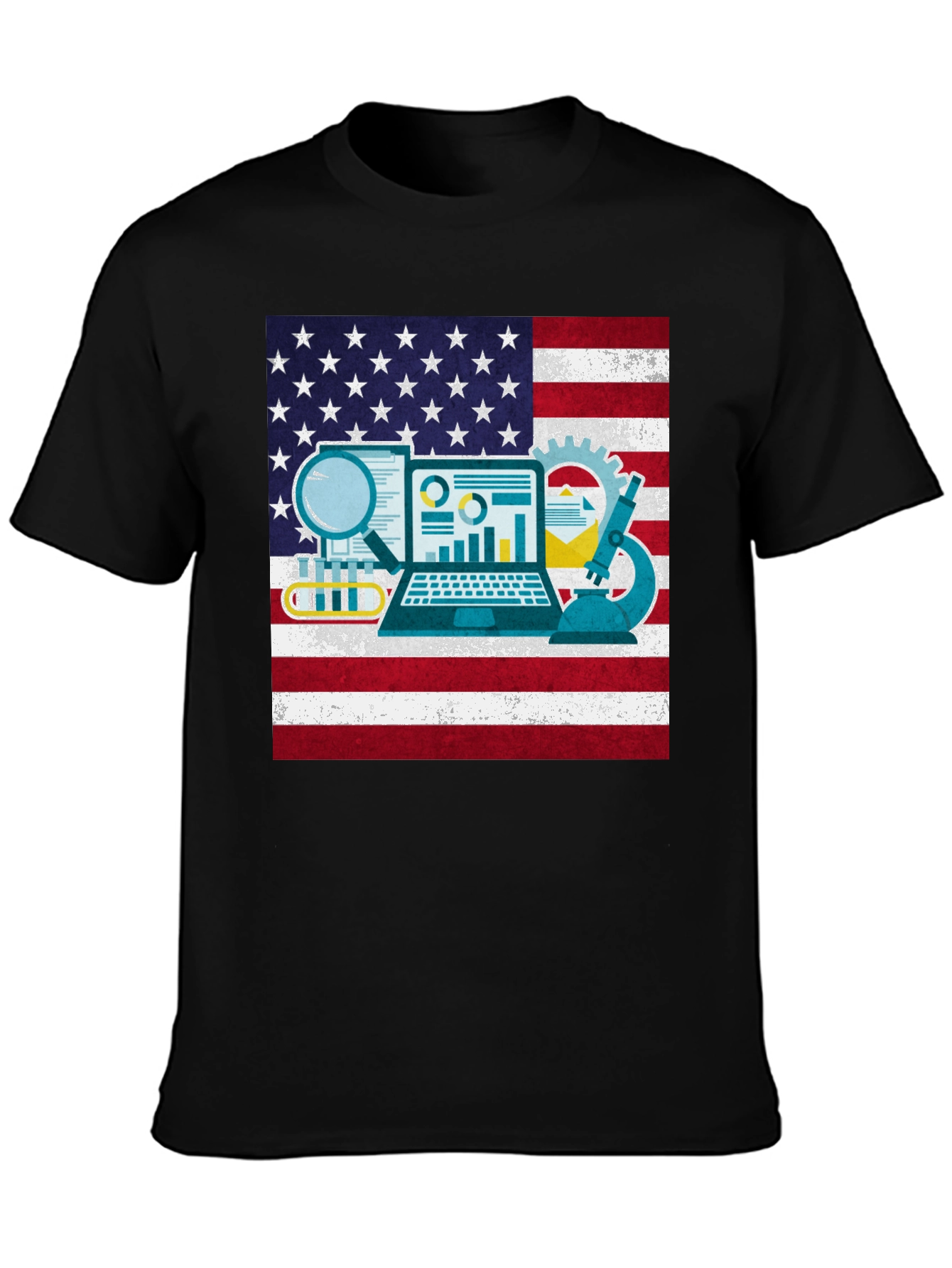 Camiseta Negra con Diseño STEM USA