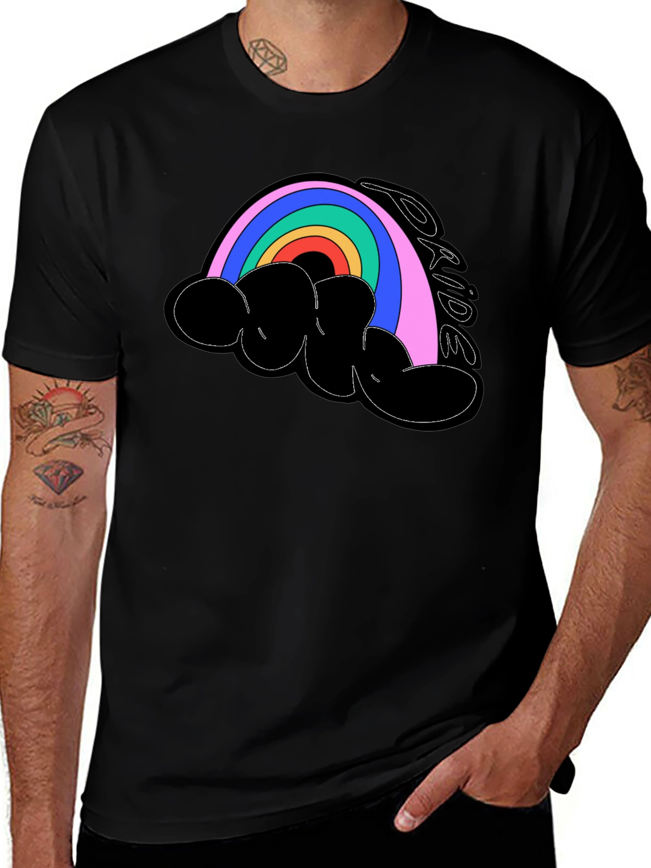 Camiseta Negra Orgullo LGBT Arcoíris