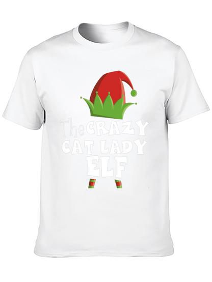 Camiseta Hombre Crazy Cat Lady Elf Navidad