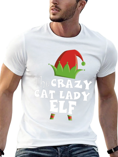 Camiseta Hombre Crazy Cat Lady Elf Navidad
