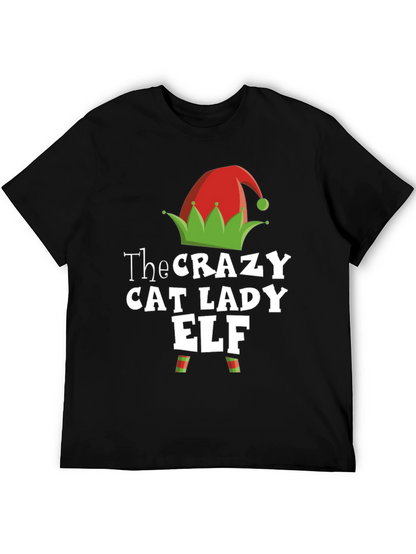 Camiseta Hombre Crazy Cat Lady Elf Navidad