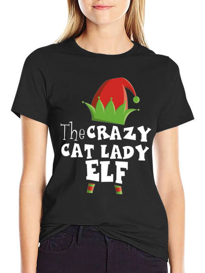 Camiseta Hombre Crazy Cat Lady Elf Navidad