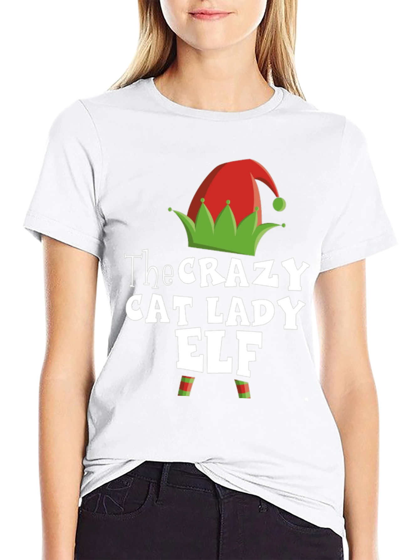 Camiseta Hombre Crazy Cat Lady Elf Navidad