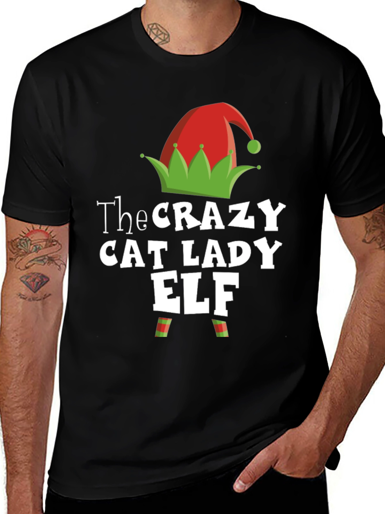 Camiseta Hombre Crazy Cat Lady Elf Navidad