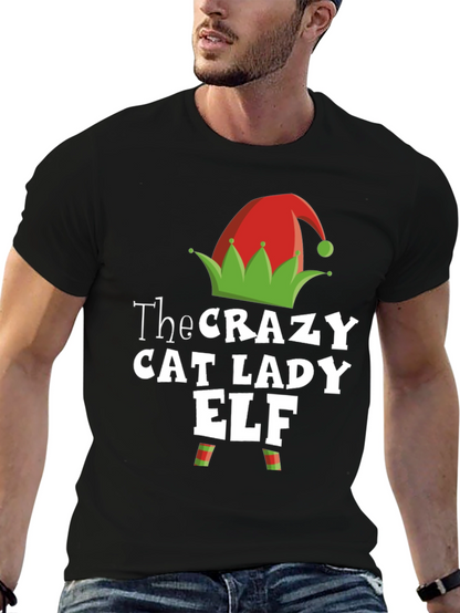 Camiseta Hombre Crazy Cat Lady Elf Navidad