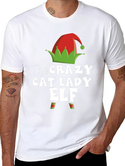 Camiseta Hombre Crazy Cat Lady Elf Navidad