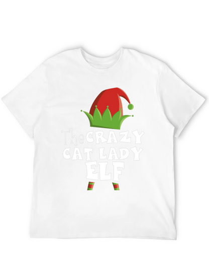 Camiseta Hombre Crazy Cat Lady Elf Navidad
