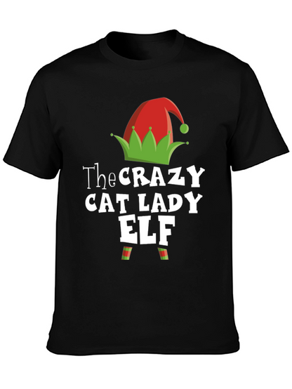 Camiseta Hombre Crazy Cat Lady Elf Navidad