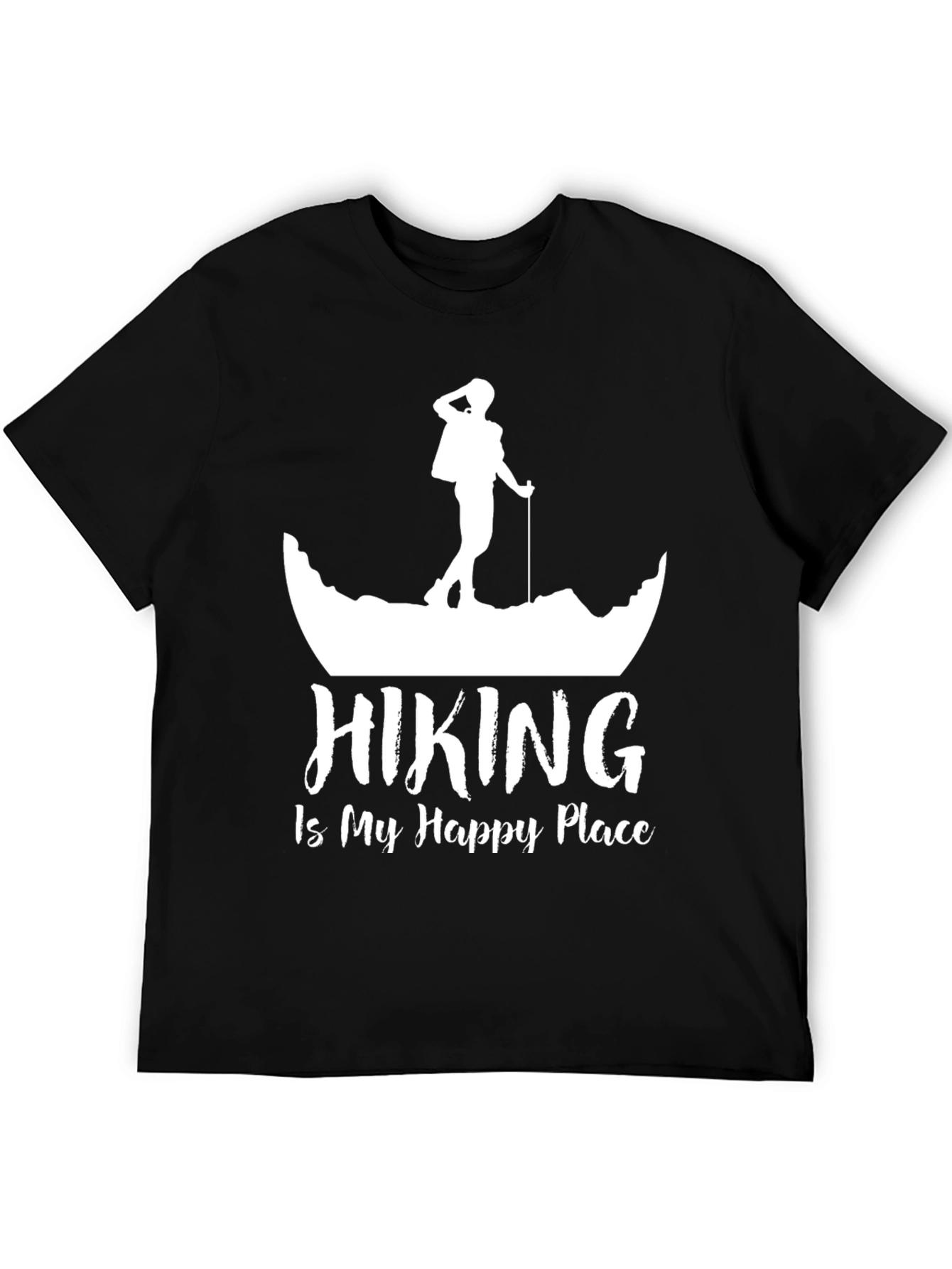 Camiseta Negra con Diseño de Senderismo para Hombre
