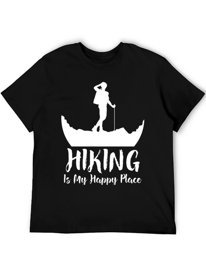 Camiseta Negra con Diseño de Senderismo para Hombre