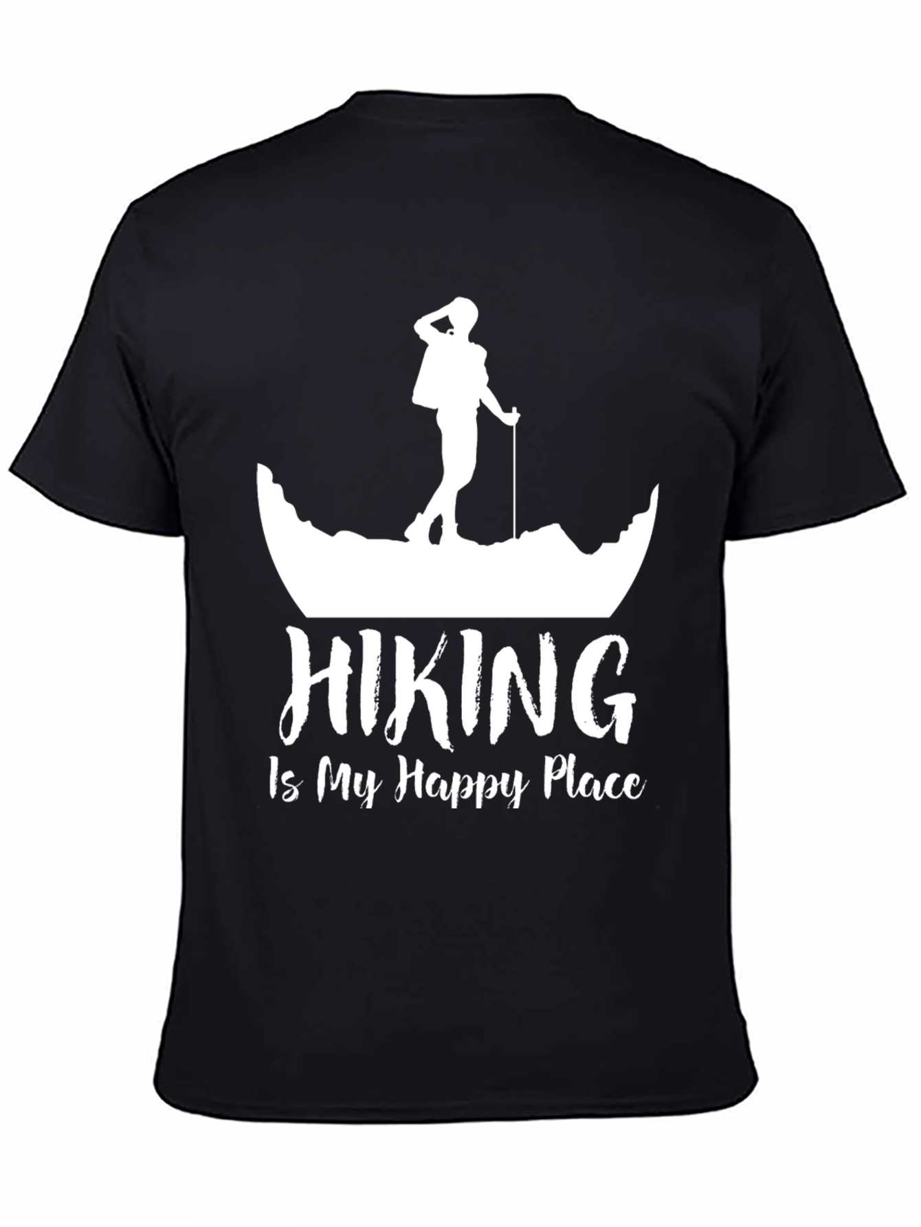 Camiseta Negra con Diseño de Senderismo para Hombre