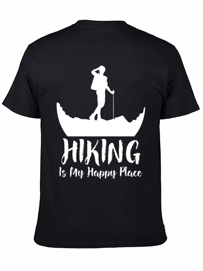 Camiseta Negra con Diseño de Senderismo para Hombre