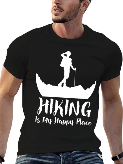 Camiseta Negra con Diseño de Senderismo para Hombre