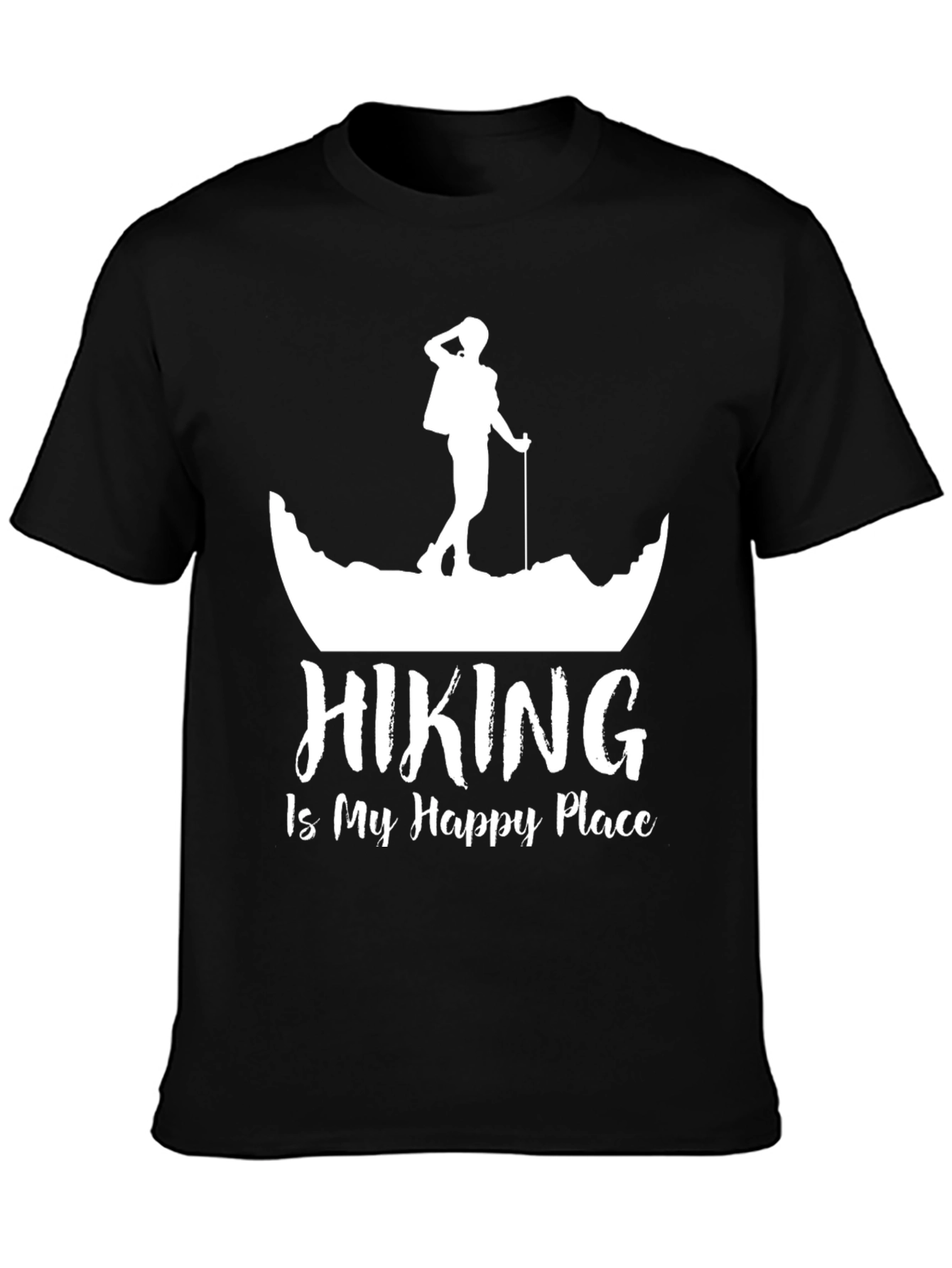 Camiseta Negra con Diseño de Senderismo para Hombre