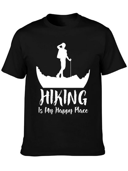 Camiseta Negra con Diseño de Senderismo para Hombre