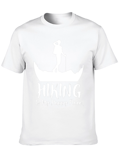 Camiseta Negra con Diseño de Senderismo para Hombre