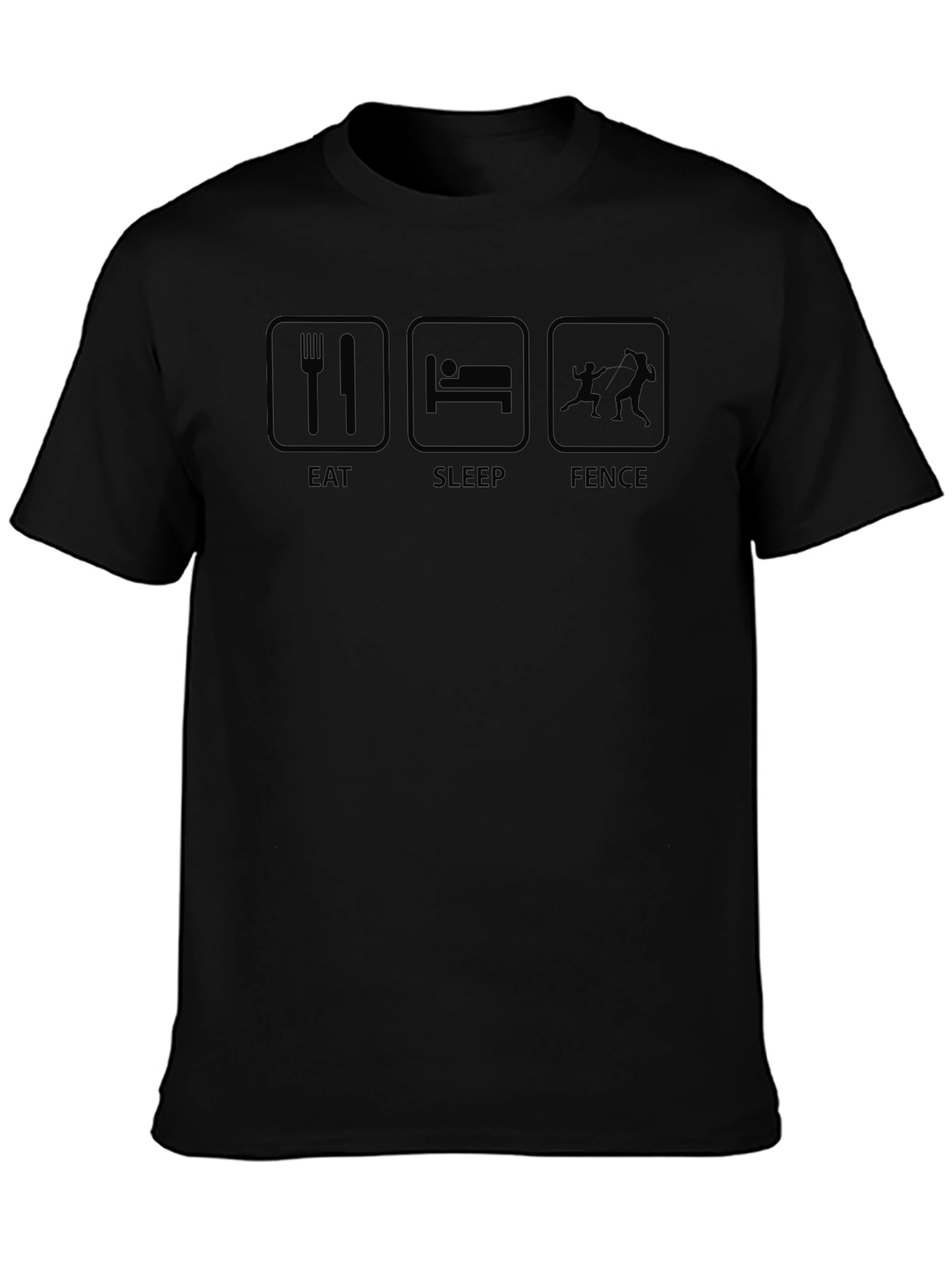 Camiseta Negra Eat Sleep Fence para Esgrima