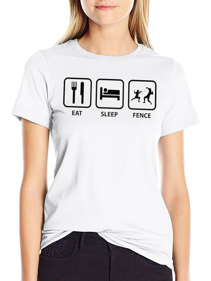Camiseta Negra Eat Sleep Fence para Esgrima