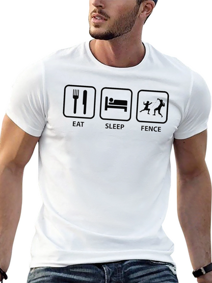 Camiseta Negra Eat Sleep Fence para Esgrima