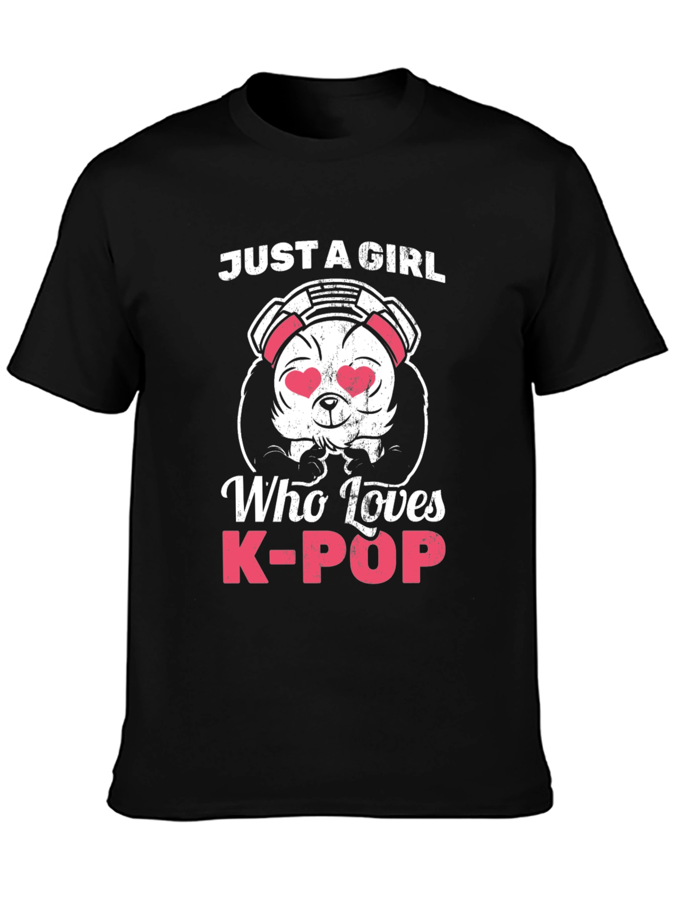 Camiseta Negra Panda K-Pop para Mujer