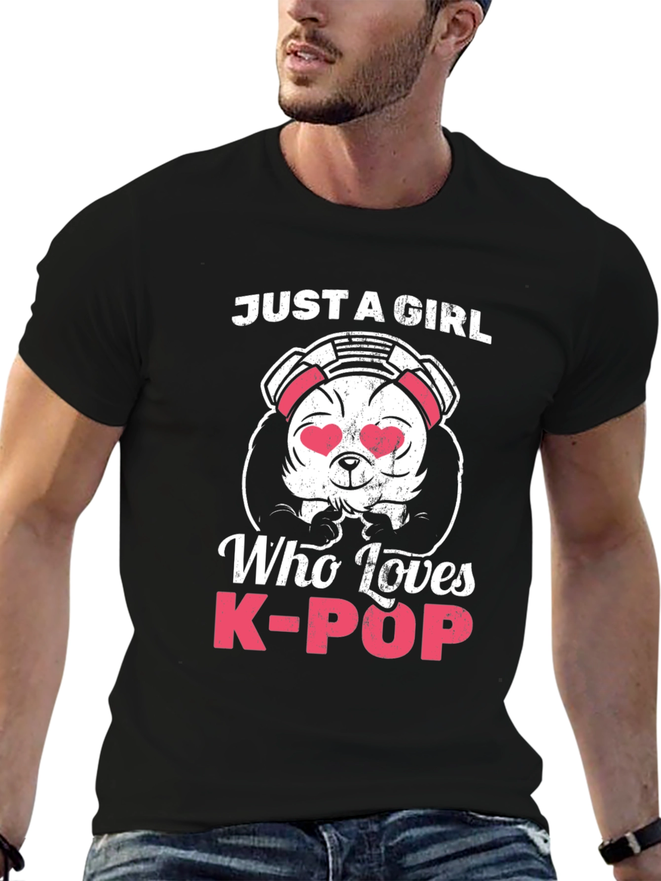 Camiseta Negra Panda K-Pop para Mujer