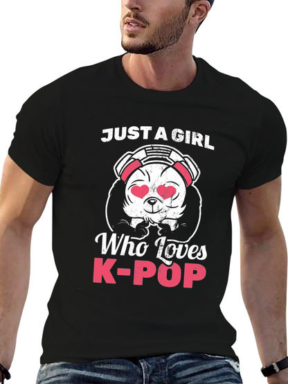 Camiseta Negra Panda K-Pop para Mujer