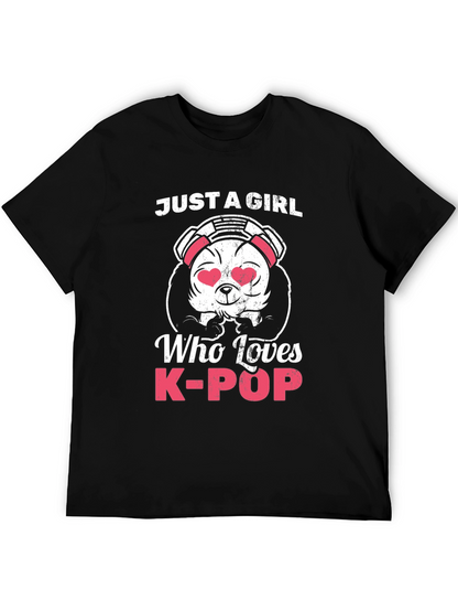 Camiseta Negra Panda K-Pop para Mujer