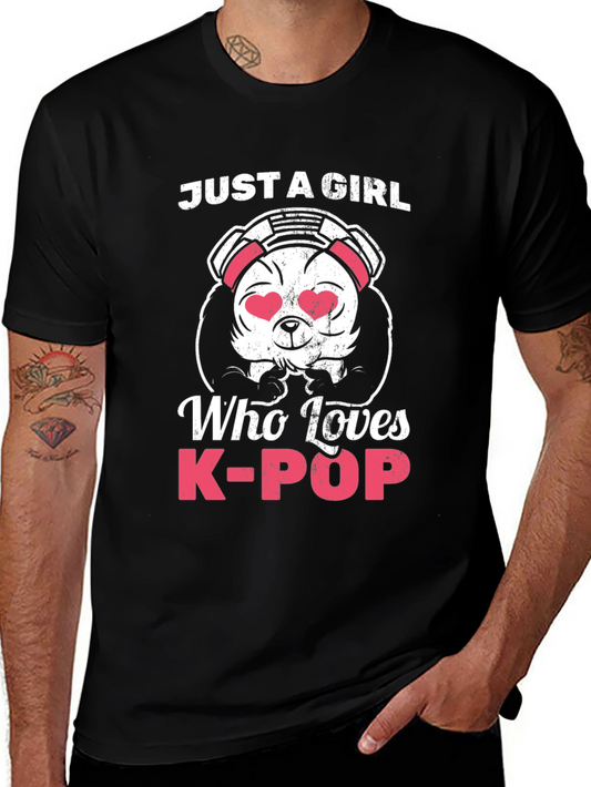 Camiseta Negra Panda K-Pop para Mujer