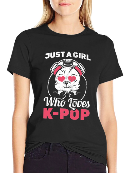 Camiseta Negra Panda K-Pop para Mujer
