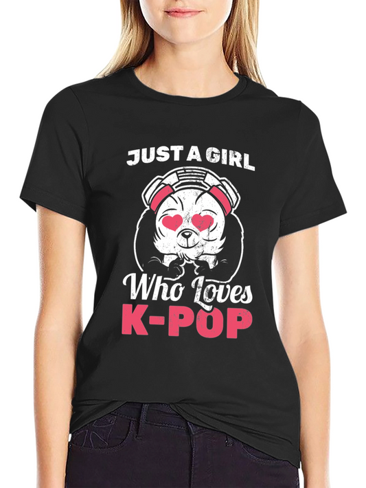 Camiseta Negra Panda K-Pop para Mujer