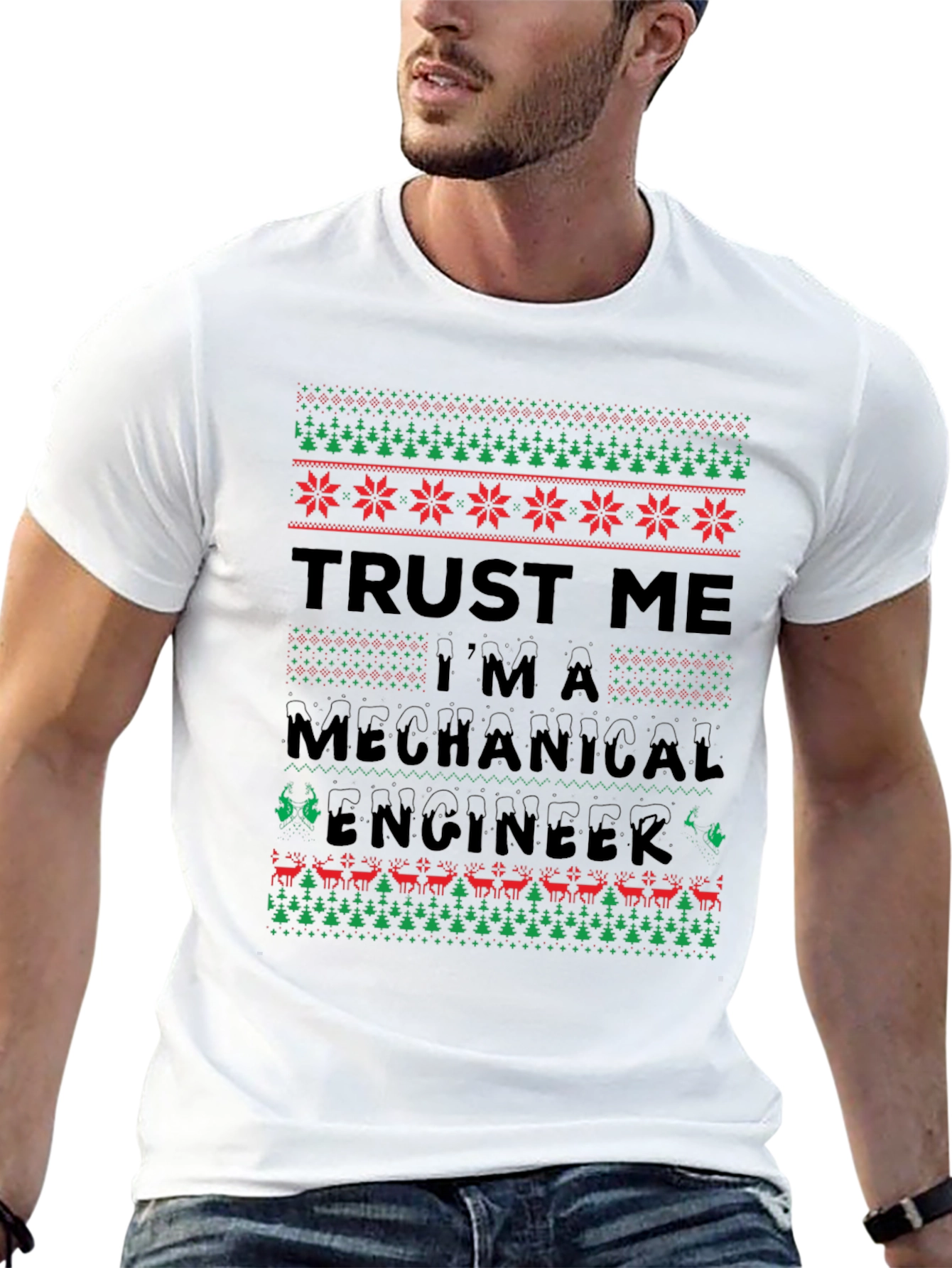 Camiseta Divertida de Ingeniero Mecánico Navideño