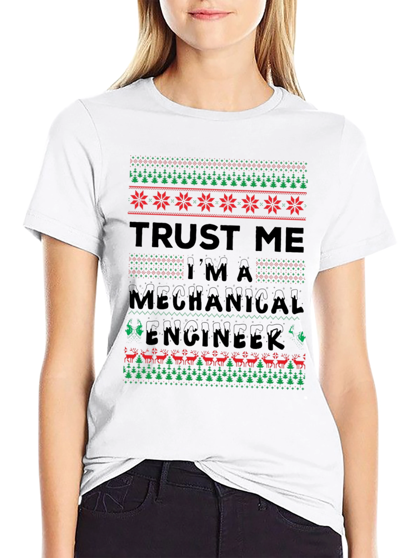 Camiseta Divertida de Ingeniero Mecánico Navideño
