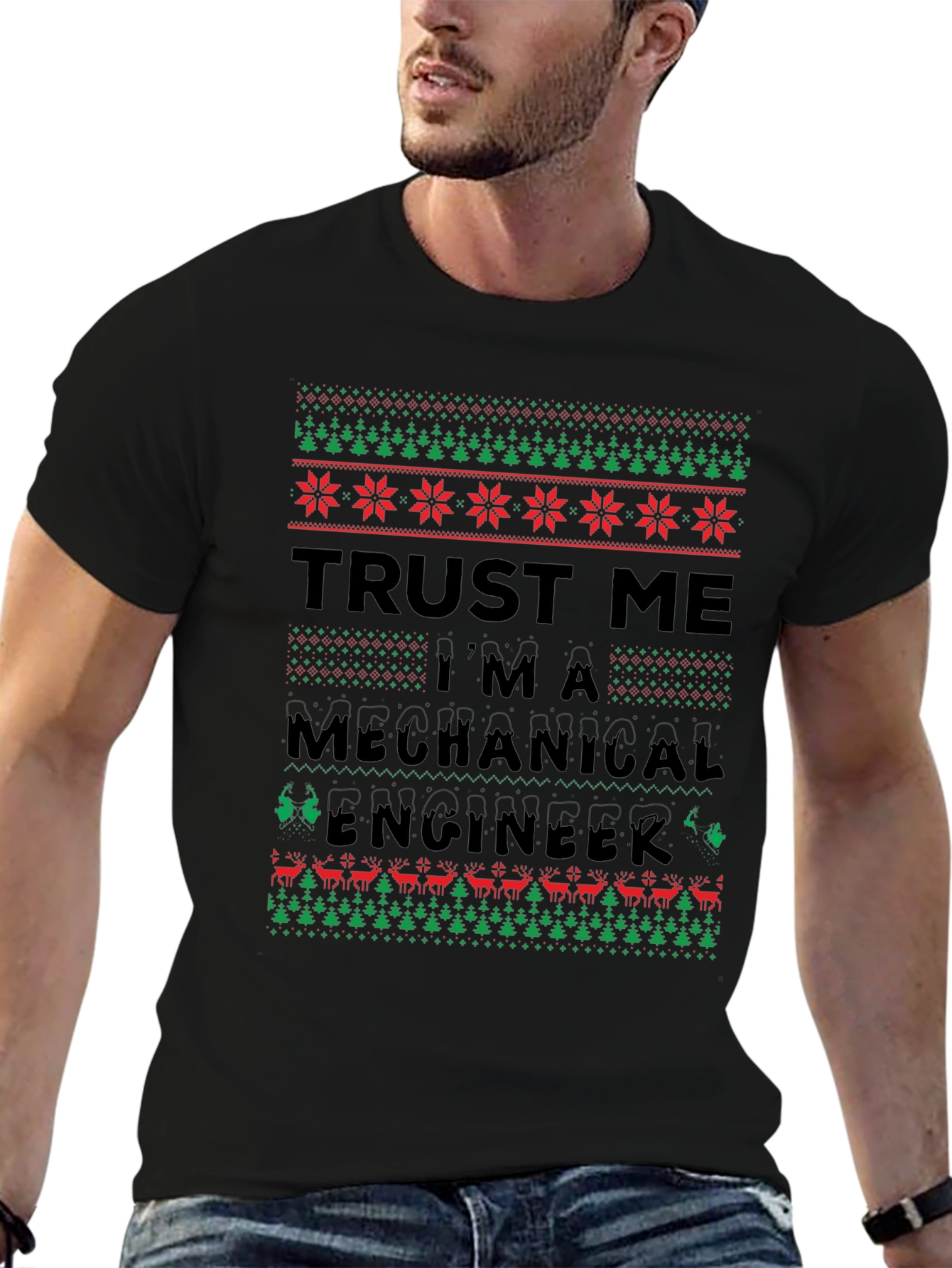 Camiseta Divertida de Ingeniero Mecánico Navideño