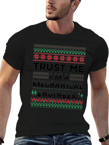 Camiseta Divertida de Ingeniero Mecánico Navideño