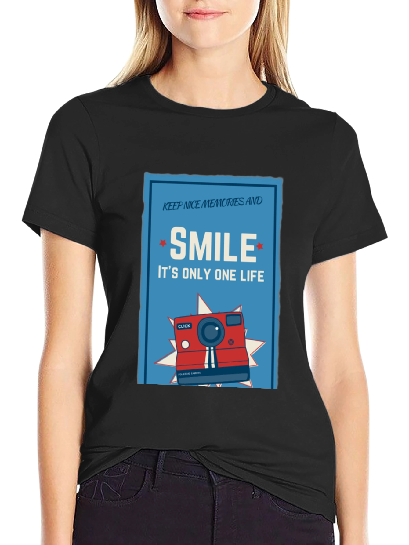 Camiseta Negra Sonríe: Es Solo Una Vida