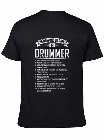 Camiseta Negra 10 Razones para Salir con un Baterista