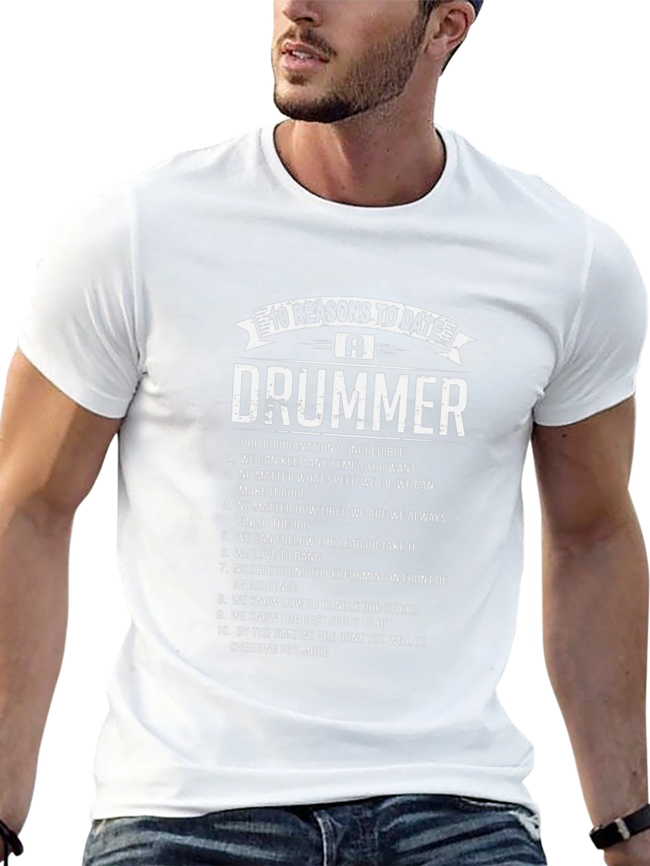 Camiseta Negra 10 Razones para Salir con un Baterista