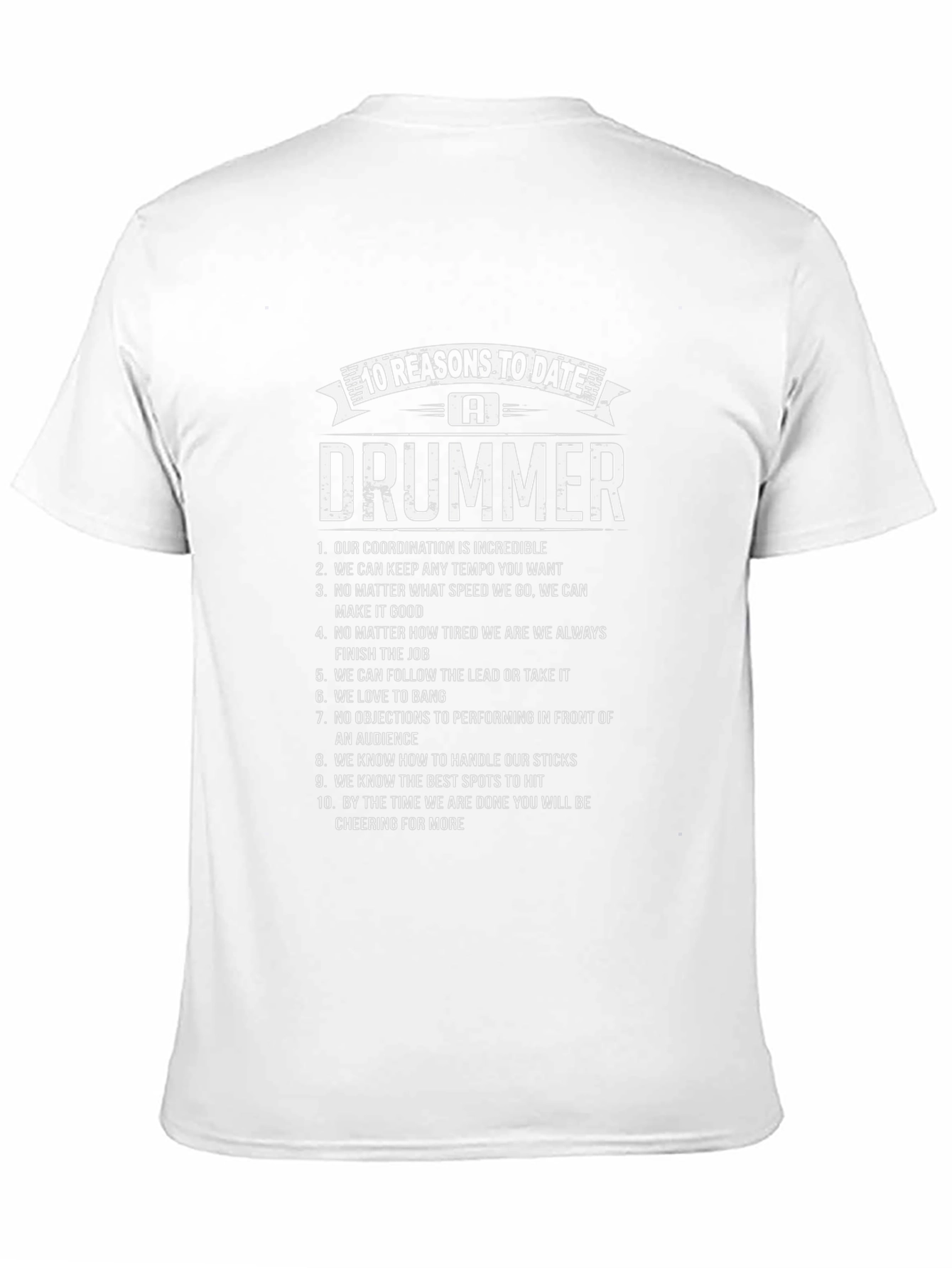 Camiseta Negra 10 Razones para Salir con un Baterista