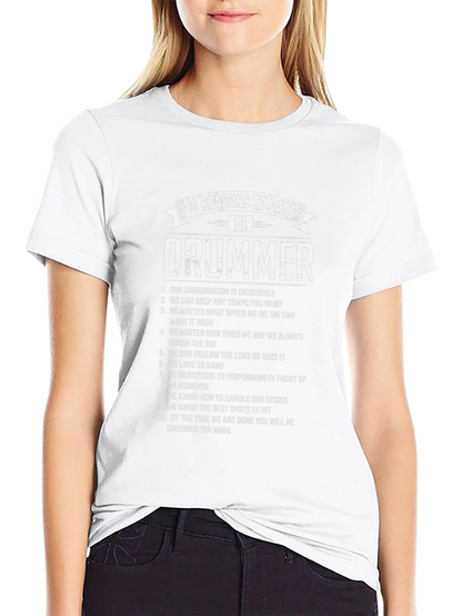Camiseta Negra 10 Razones para Salir con un Baterista