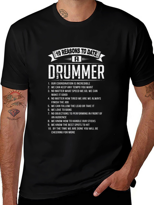 Camiseta Negra 10 Razones para Salir con un Baterista