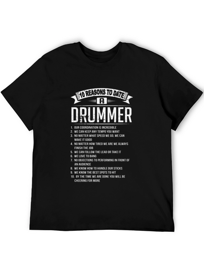 Camiseta Negra 10 Razones para Salir con un Baterista
