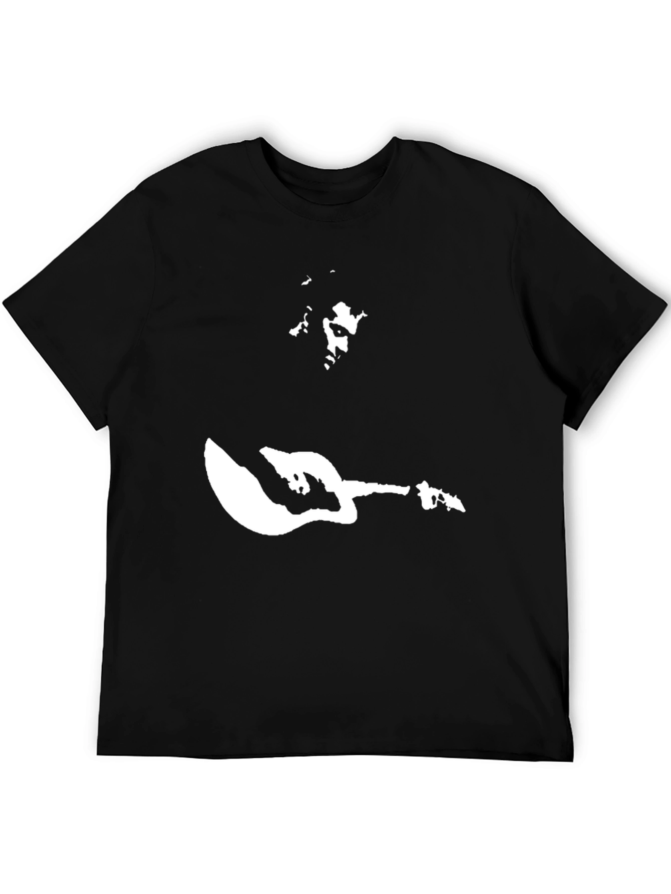 Camiseta Negra Estampado Guitarrista Rock