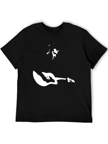 Camiseta Negra Estampado Guitarrista Rock