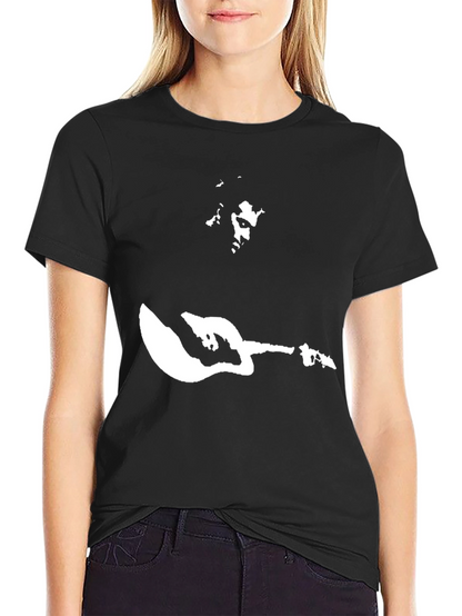 Camiseta Negra Estampado Guitarrista Rock