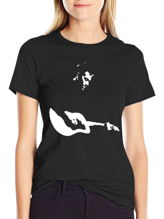 Camiseta Negra Estampado Guitarrista Rock