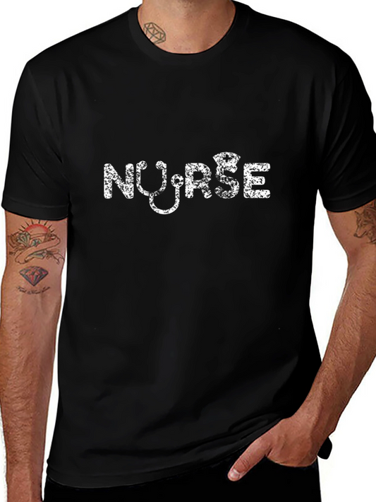 Camiseta Negra Nurse con Estetoscopio Blanco