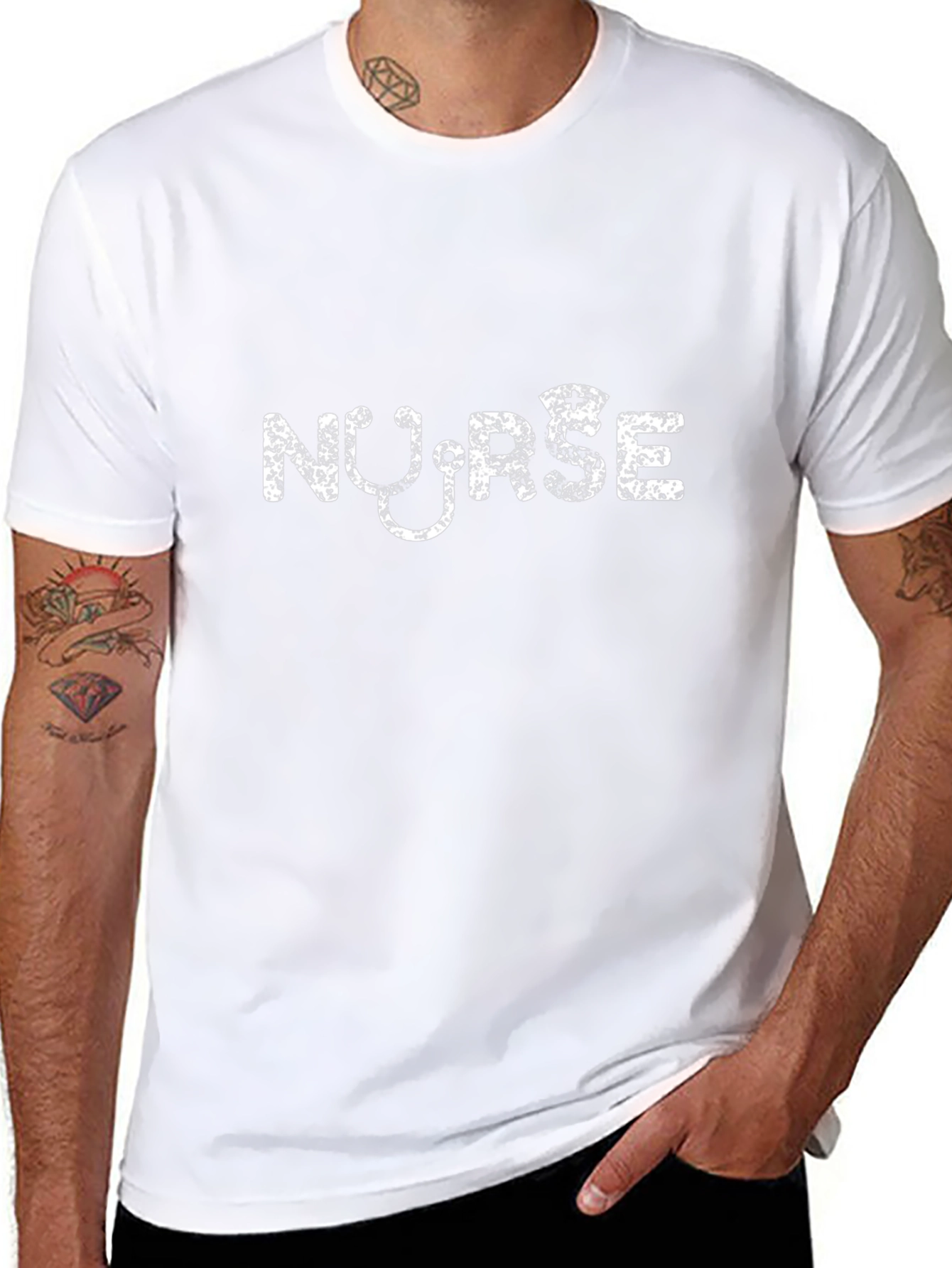 Camiseta Negra Nurse con Estetoscopio Blanco
