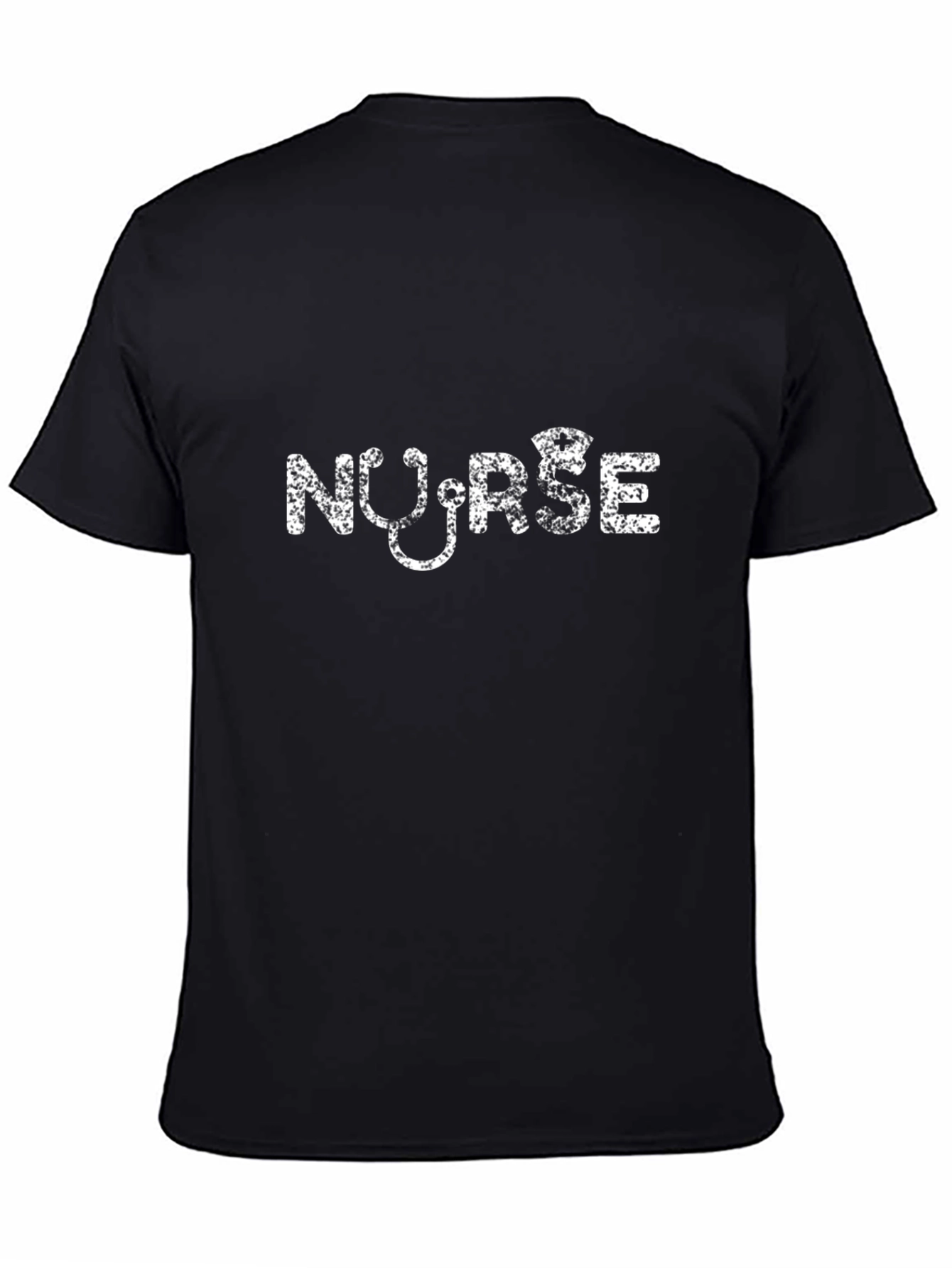 Camiseta Negra Nurse con Estetoscopio Blanco